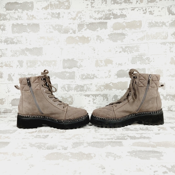 New Vince Camuto Merindil Brown Suede Lace Up Combat Boots W538 - Picture 7 of 11